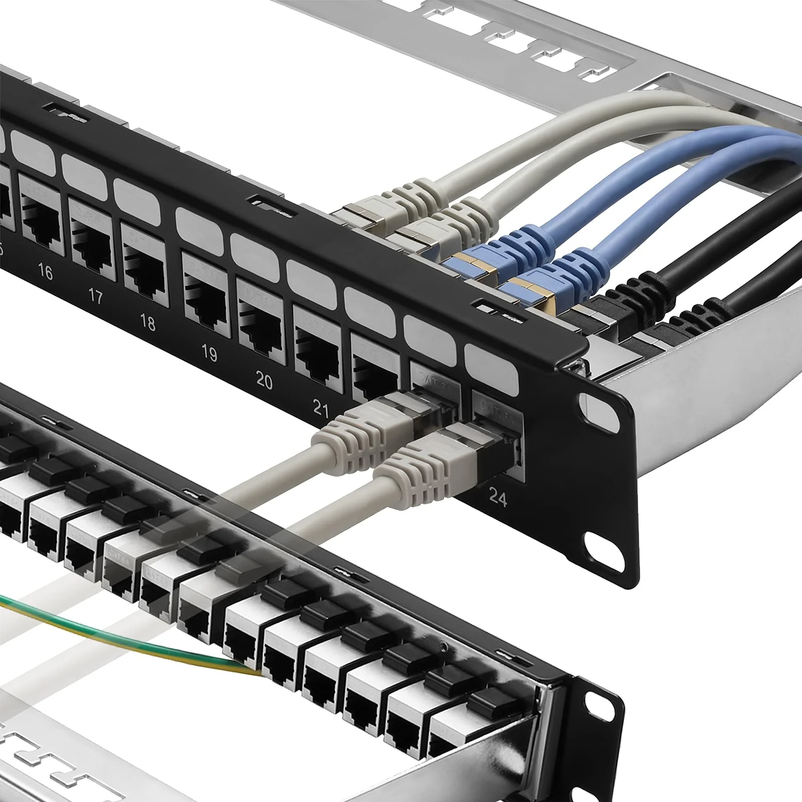 GEMBIRD NPP-C524CM-001 Gembird 19 patch panel 24 port 1U cat.5e with rear cable management black