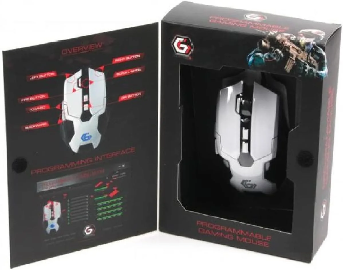 GEMBIRD MUSG-001-G gaming optical mouse 2400 DPI 6-button USB black with green backlight
