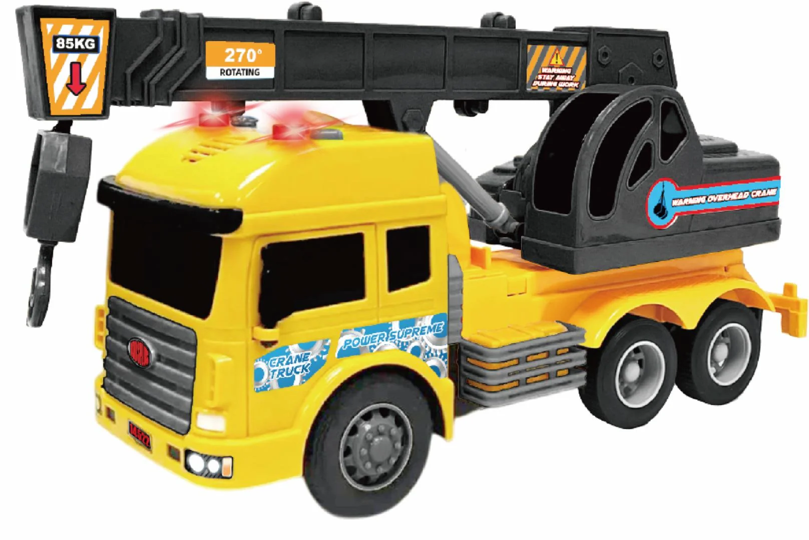 VEHICULE CU LUMINI, SUNETE  SI FRICTIUNE, SCARA 1/14, 27CM, MACARA GALBENA Cevodle