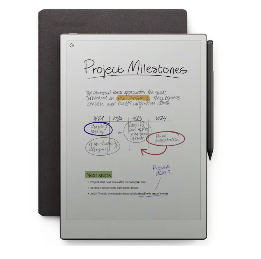 ReMarkable Paper Pro Tablet- Marker Plus Black + Book Folio Mosaic Weave Basalt | Altamag.ro