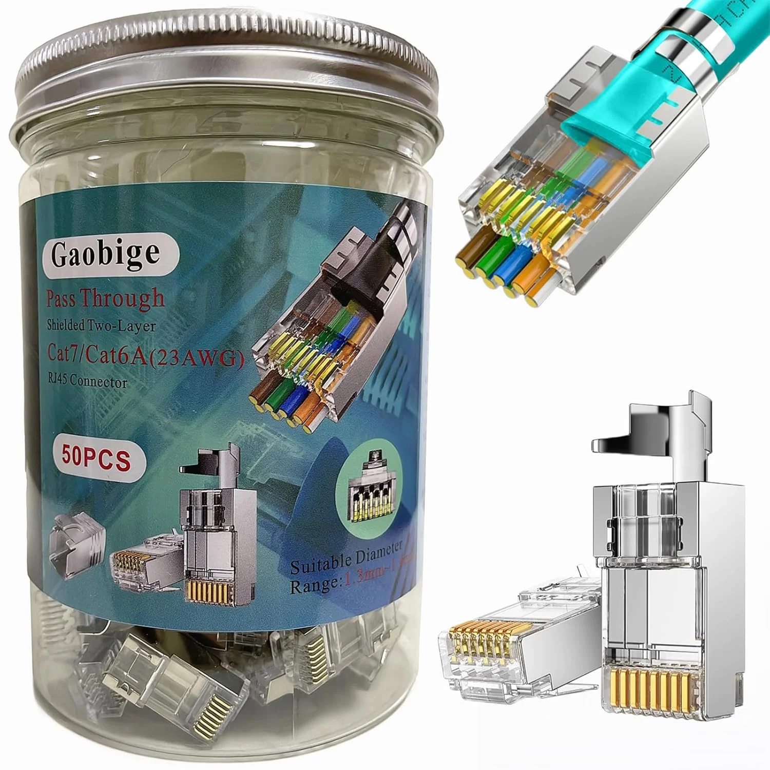 GEMBIRD LC-PTF-01/10 Universal pass-through modular FTP plug 8P8C 10pcs solid and stranded
