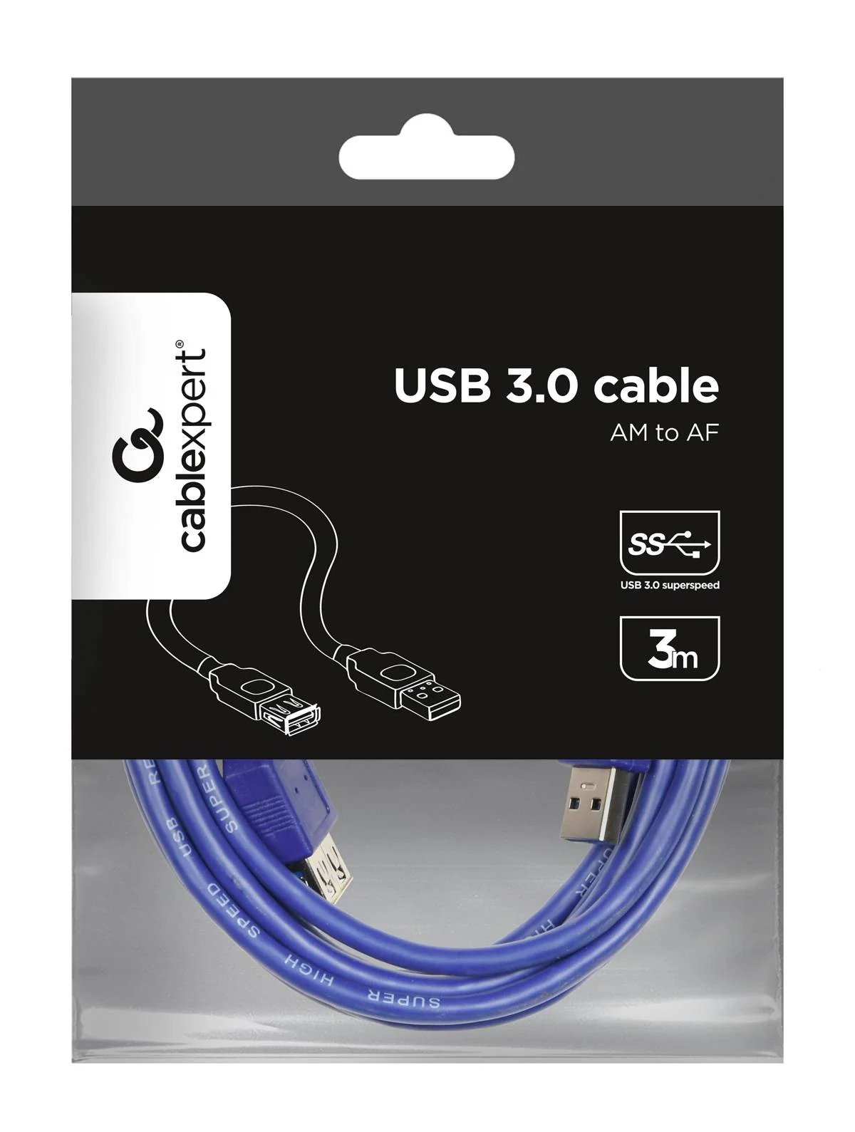 CCP-USB3-AMAF-10 USB 3.0 extension A-plug A-socket cable 10ft Gembird