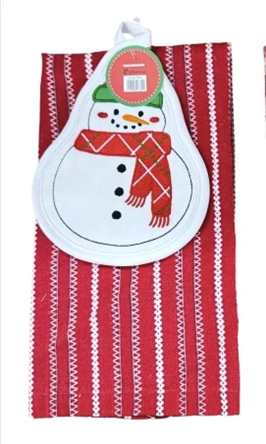 Set 2 piese bucatarie:suport vase,prosop Snowman Heinner