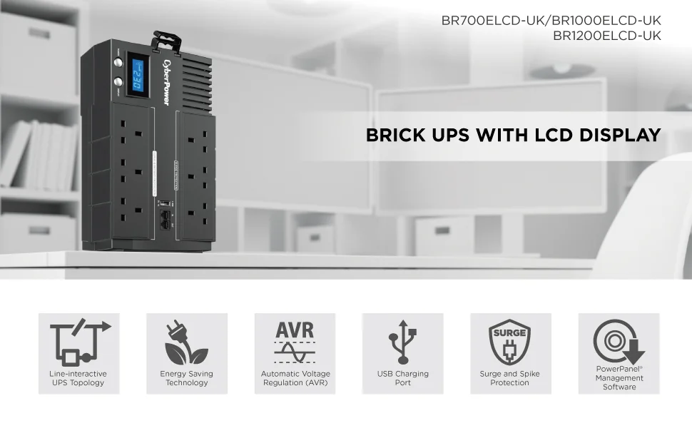 CYBERPOWER BRICs II BR700ELCD UPS AC 230V 420Watt 700VA 7Ah USB output connectors 8