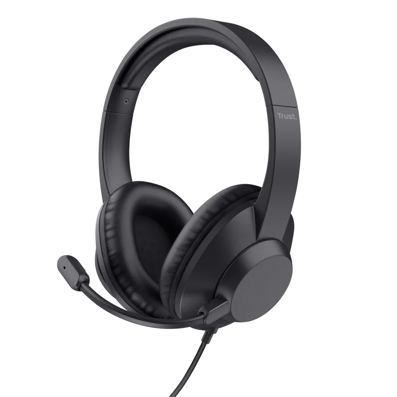 Casti Trust cu fir Ayda Max USB, interfata USB-C, USB-A, frecventa raspuns 20 Hz, 20.000 Hz, negru