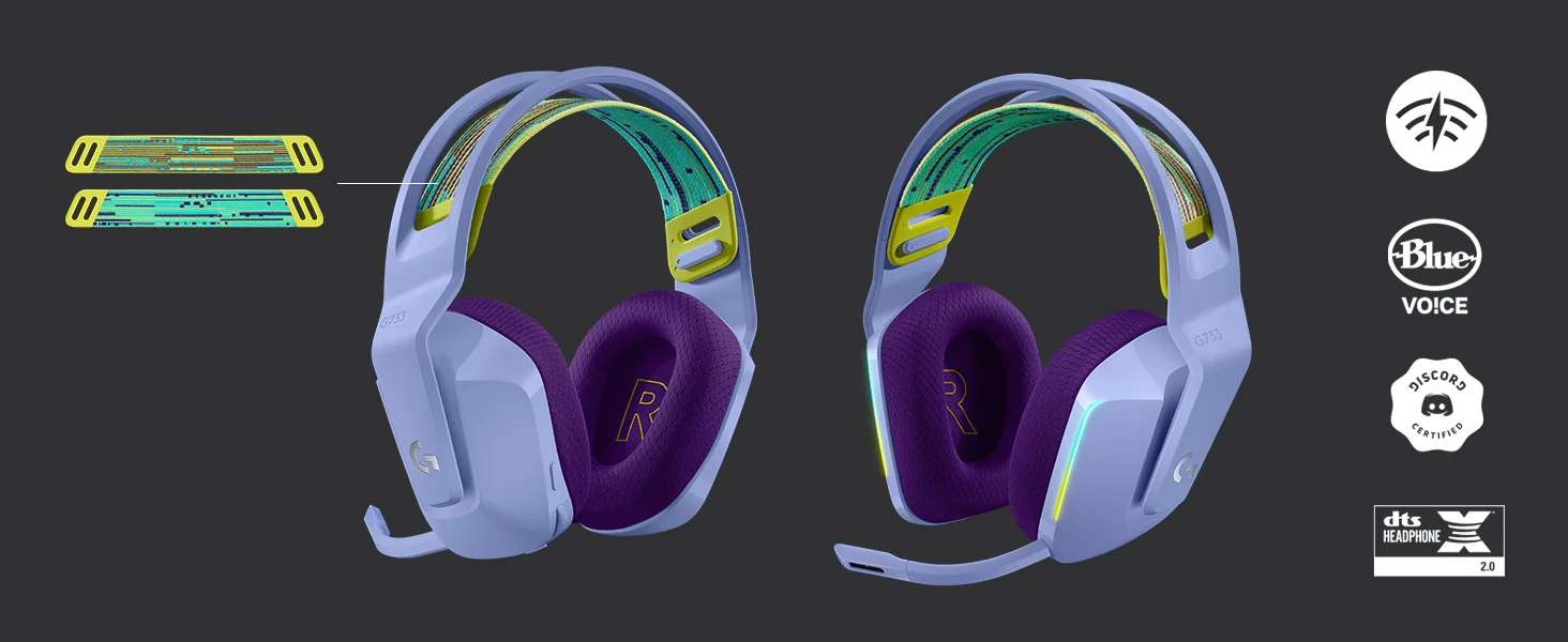 LOGITECH G G733 LIGHTSPEED Wireless RGB Gaming Headset Headset full size 2.4 GHz wireless white