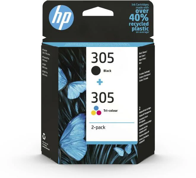 305 2-Pack Tri-color/Black Original Ink Cartridge HP