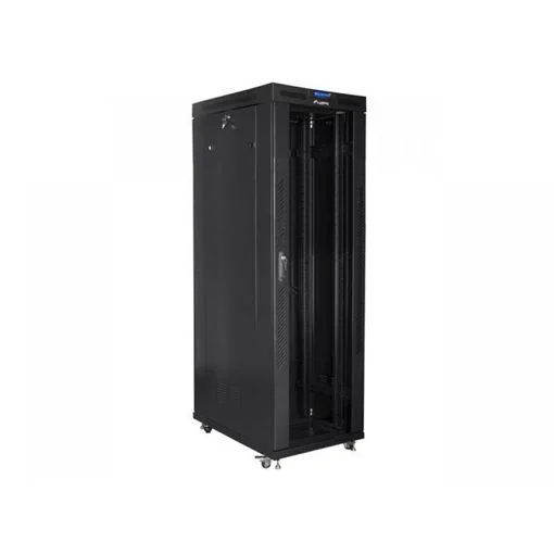 free standing rack 19inch cabinet 42U 800x1000 glass door LCD flat pack black Lanberg