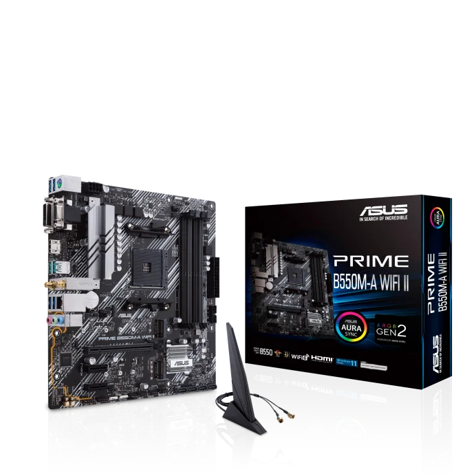 ASUS PRIME B550M-A WIFI II AM4 4xDDR4 mATX HDMI DSUB DVI SATA USB MB