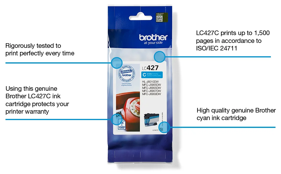 BROTHER LC427C Cyan Ink Cartridge 1500 Pages