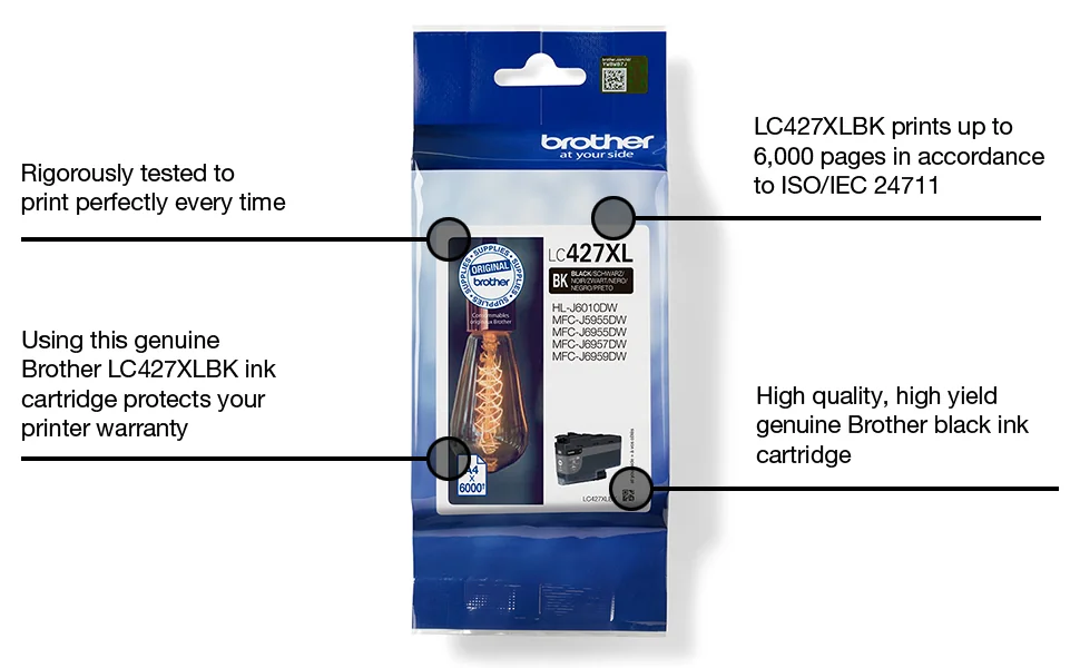 BROTHER LC427XLY Yellow Ink Cartridge - 5000 Pages