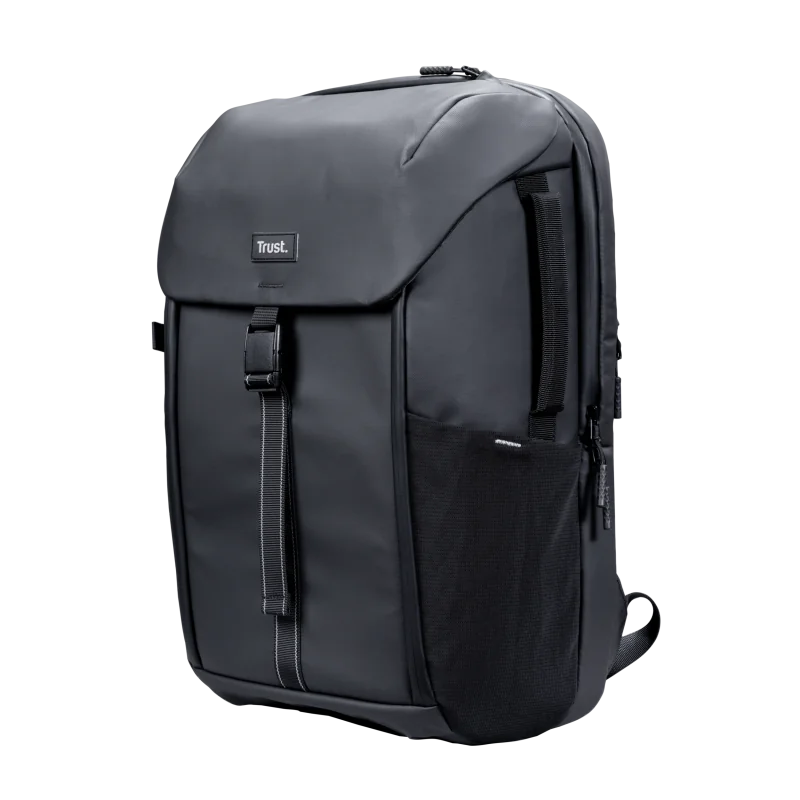 Rucsac laptop Trust Travel, dimensiune maxima laptop 17", 15 compartimente, material RPET, volum 25 L, negru