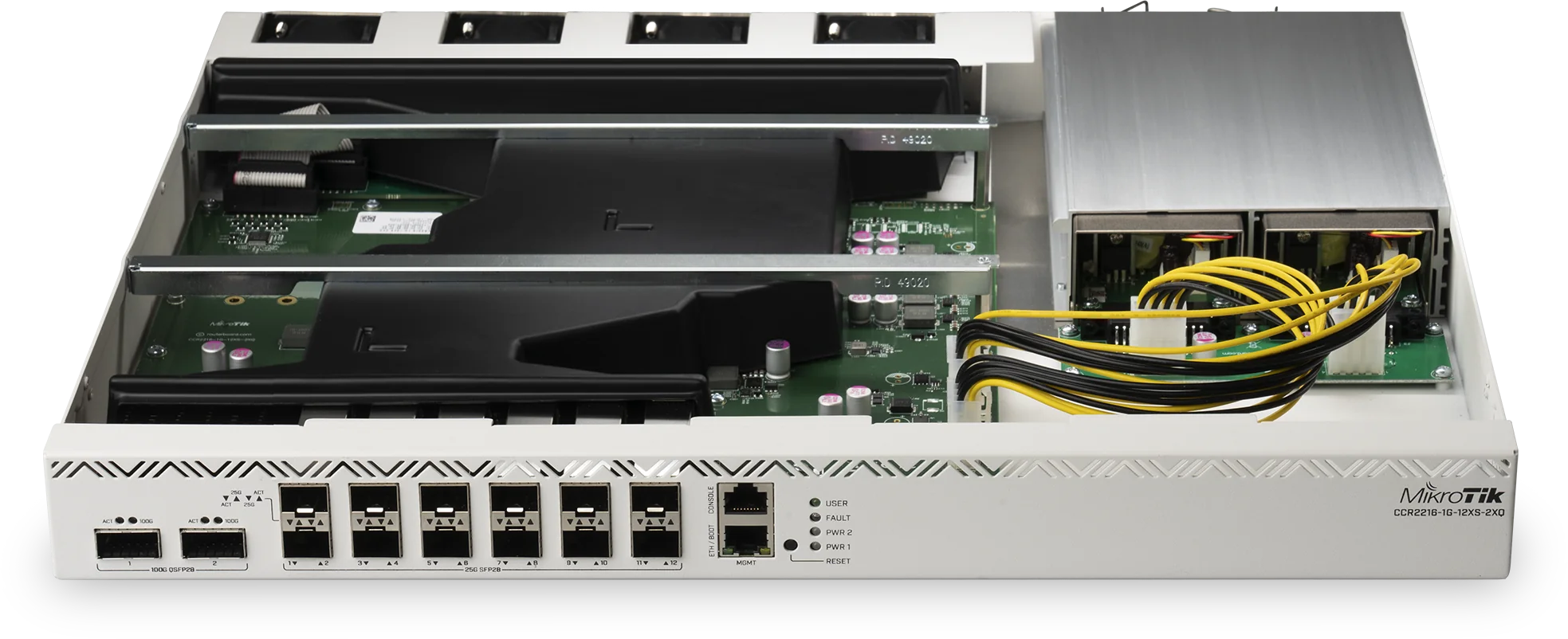 MIKROTIK CCR2216-1G-12XS-2XQ Router 12x SFP28 2x QSFP28 1x RJ45 1000Mb/s 2x M.2 SATA