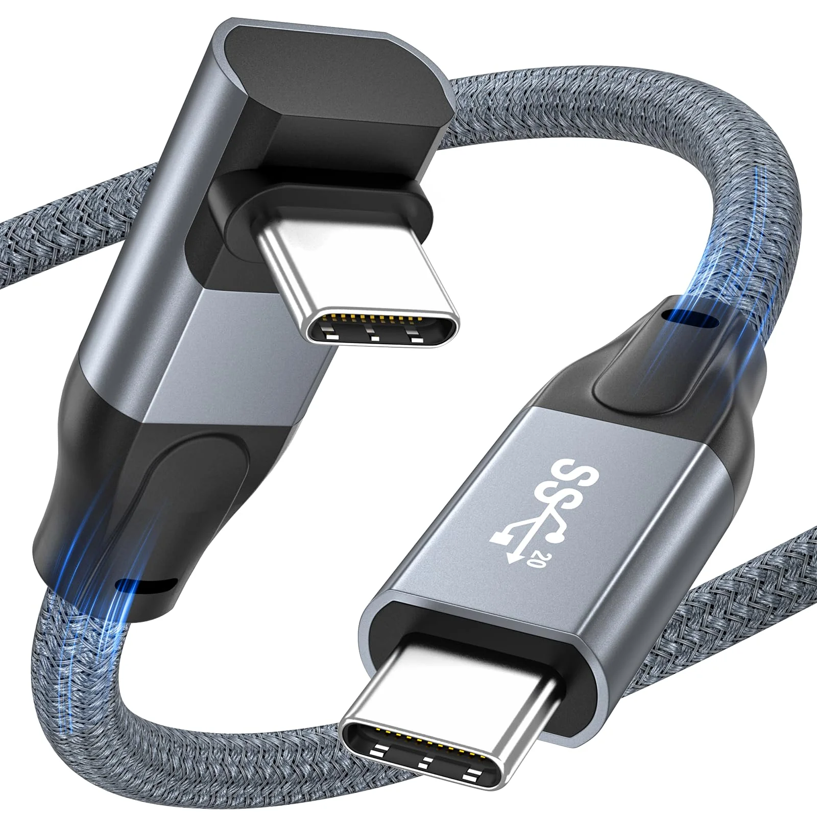 GEMBIRD CC-USB2-AMCML-0.2M Angled USB Type-C charging-data cable 0.2 m black