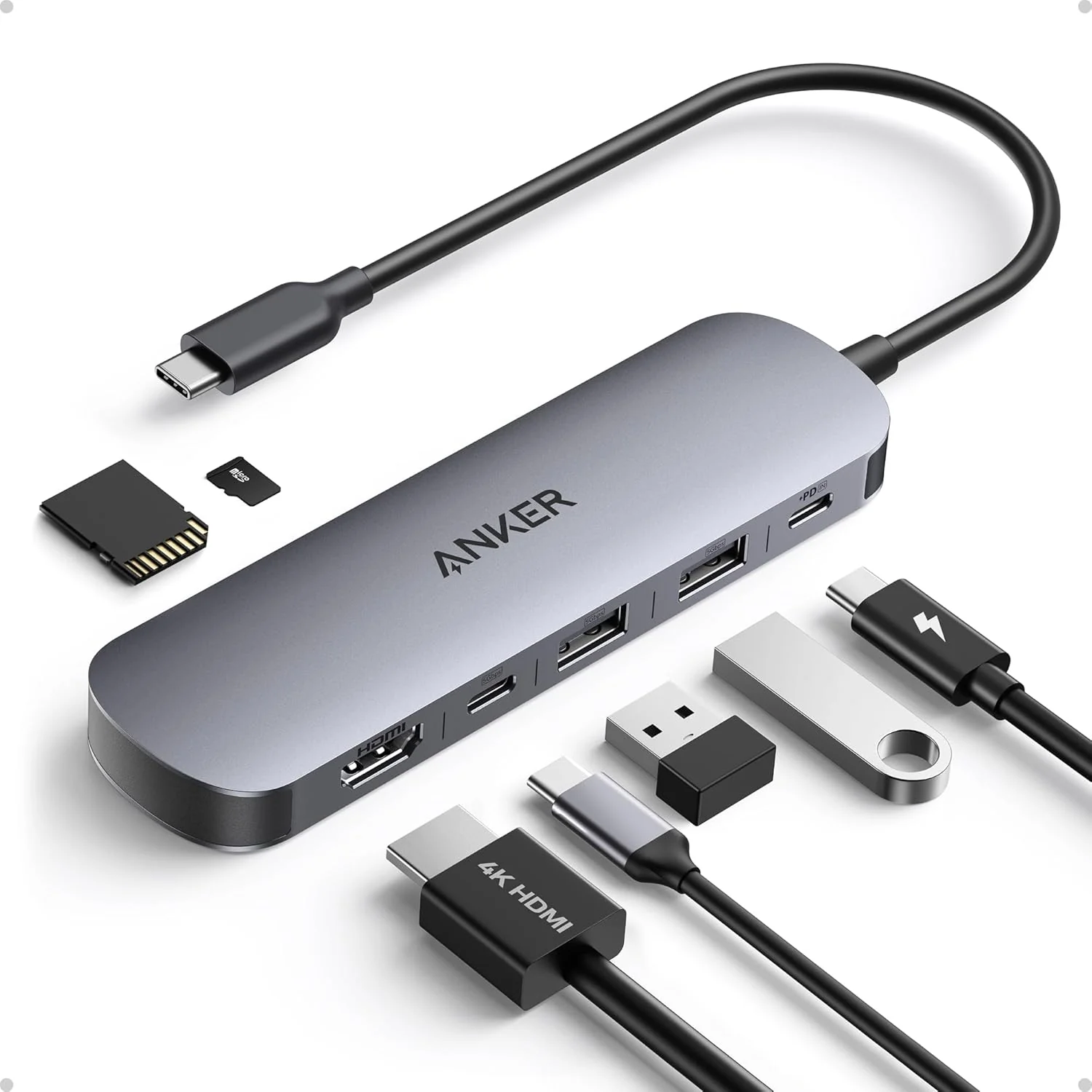 GEMBIRD A-CM-COMBO3-02 Multi Port Adapter USB type C 3in1 USB port + HDMI + PD silver