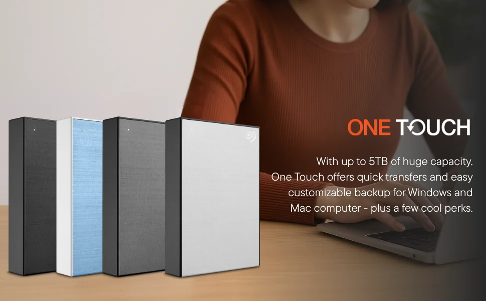 SEAGATE One Touch 1TB External HDD with Password Protection Light Blue