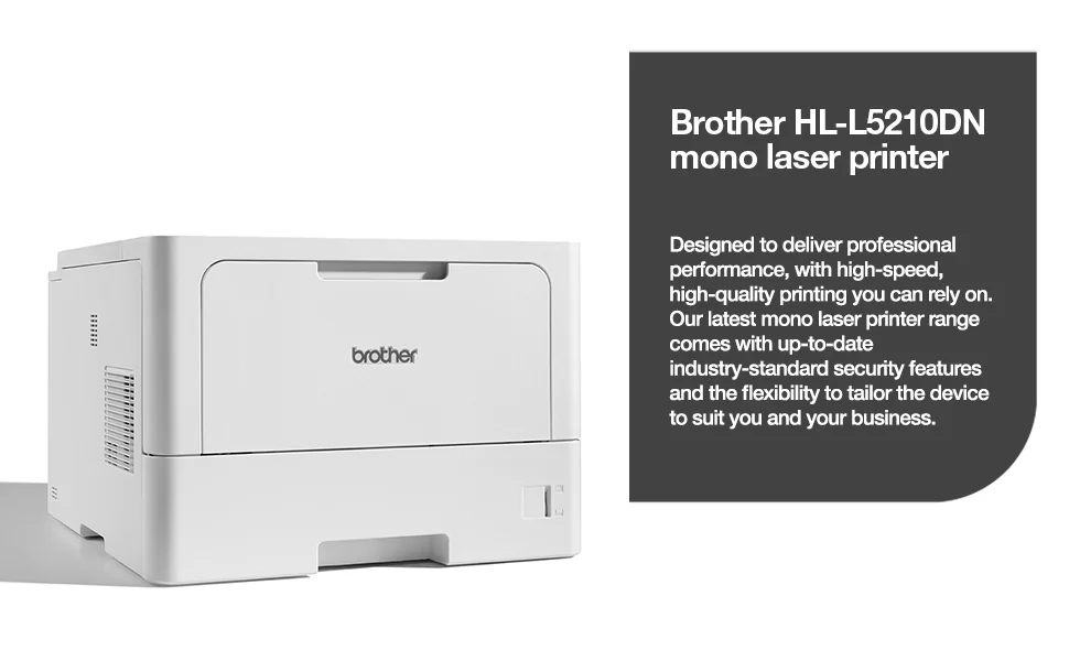 BROTHER HL-L5210DN Printer Mono B/W Duplex laser A4 1200x1200dpi 48ppm capacity 350 sheets USB 2.0 Gigabit LAN