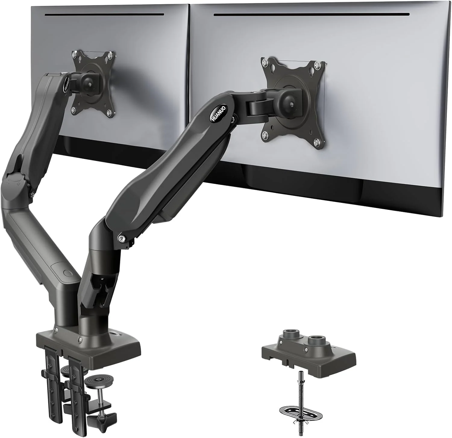 GEMBIRD Desk mounted adjustable double monitor arm space grey
