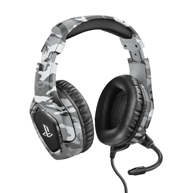 Casti gaming Trust GXT 488 Forze cu fir, lungime cablu 120 cm, frecventa raspuns 20 Hz, 20.000 Hz, sunet stereo, frecventa raspuns microfon 50 Hz, 10.000 Hz, pentru PS4 si PS5, gri