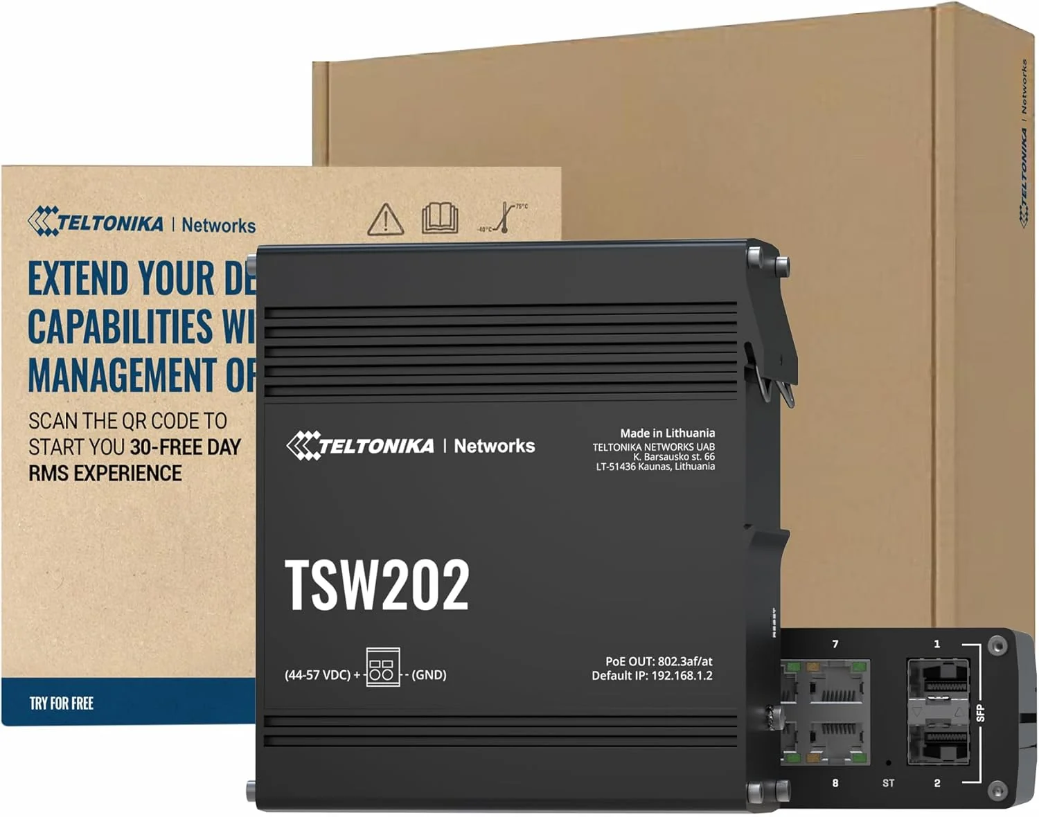  TSW202 Layer2/L3 Managed PoE+ and SFP Ethernet switch Teltonika Networks
