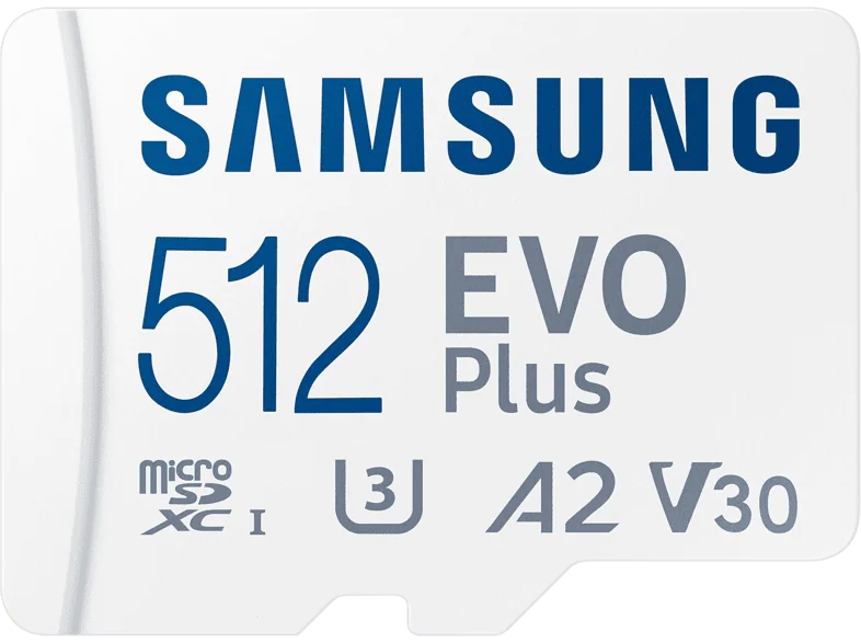 EVO PLUS microSD 512GB 2024 incl. SD Adapter memory card UHS-I U3 Full HD and 4K UHD 160 MB/s read Samsung