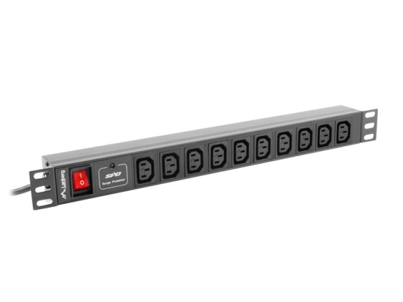Unitate distributie alimentare PDU 19", 1U, 10A, 10 prize IEC C13, negru, C14 | Altamag.ro
