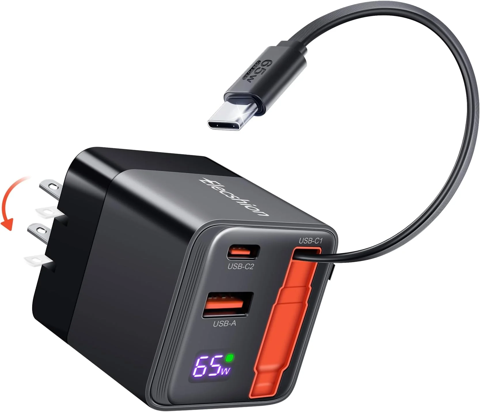 GEMBIRD 2-port 30W USB fast charger USB Type-C + USB-A LCD black