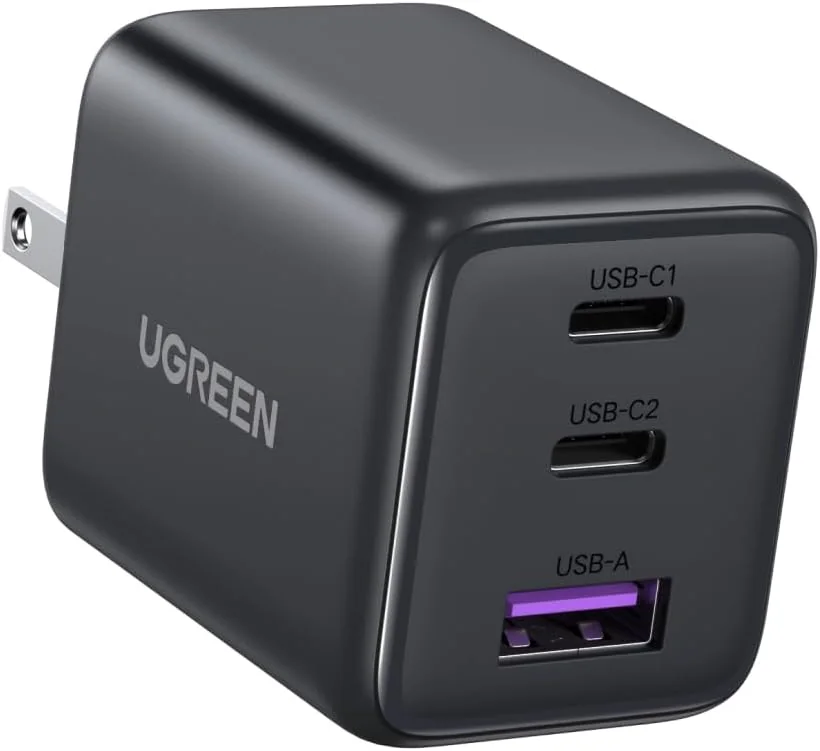 GEMBIRD 3-port 30W GaN USB fast charger 2x USB-A + USB -Type-C LCD black