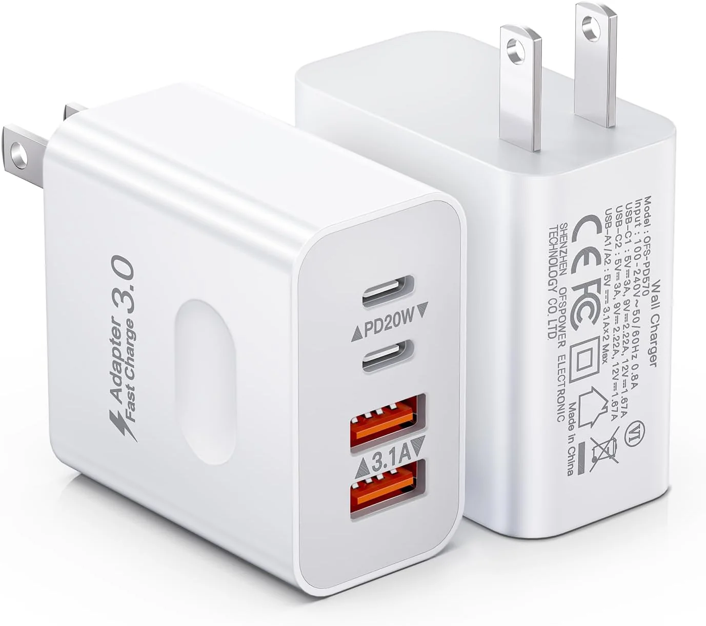 2-port universal USB charger A+C 2.4 A white Gembird
