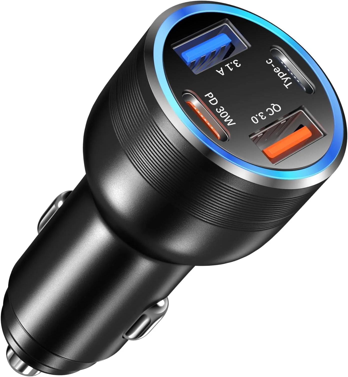 2-port USB car fast charger Type-C PD LCD 65 W black Gembird