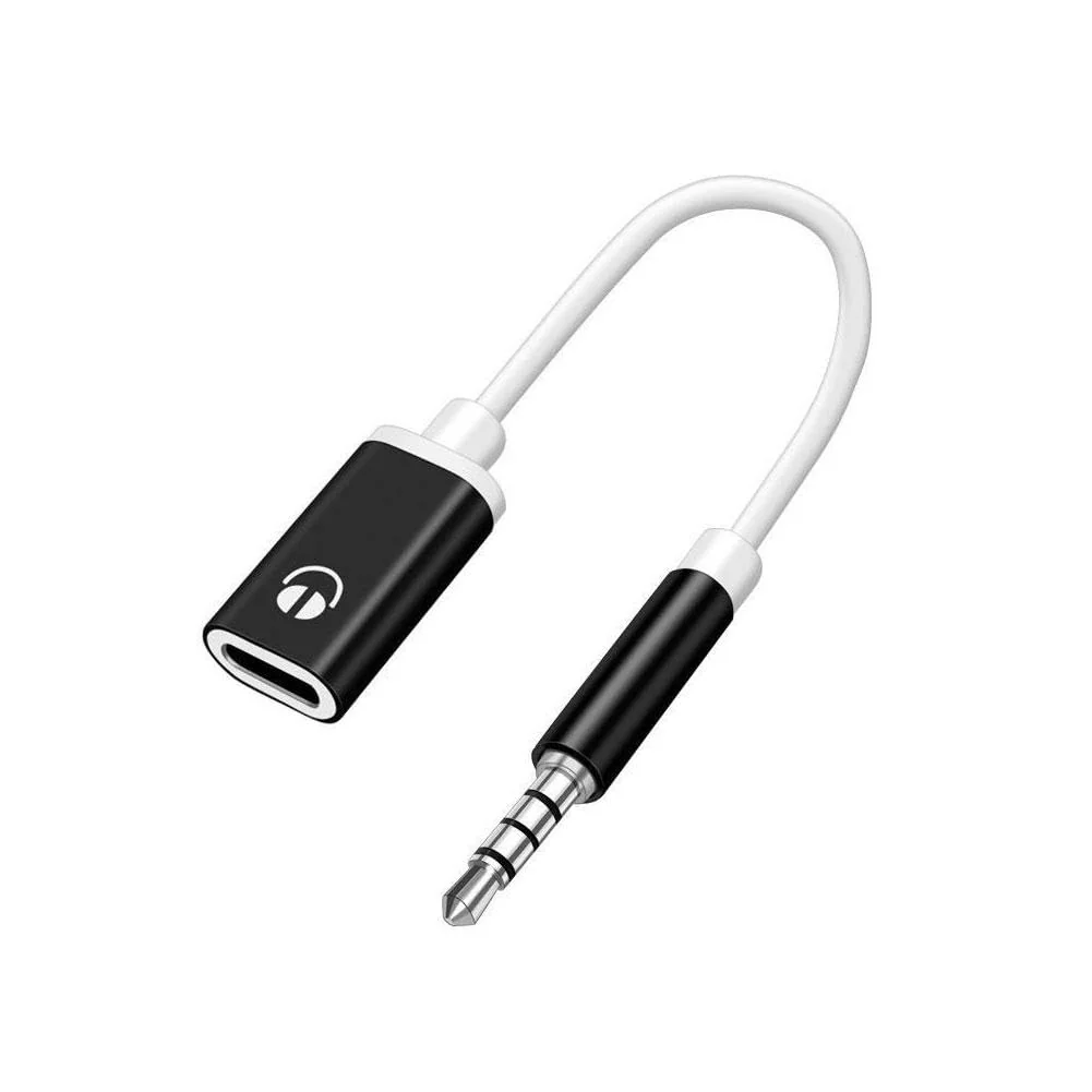 GEMBIRD USB type-C plug to stereo 3.5mm audio adapter cable with extra power socket white
