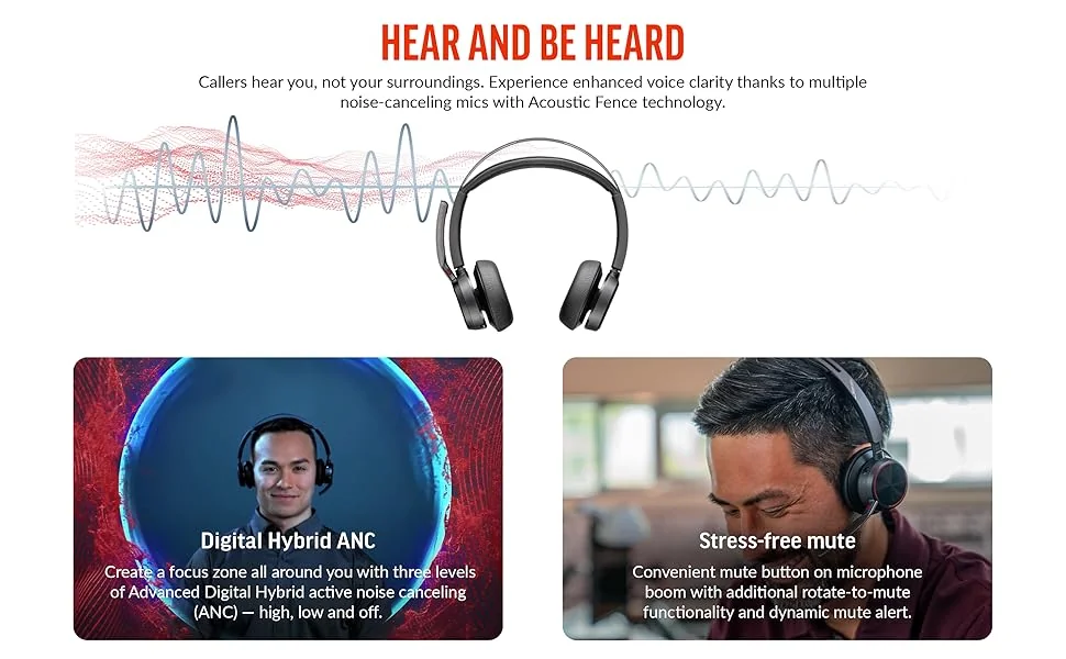HP Poly Voyager Focus 2 USB-C BT Headset +USB-C/A Adapter