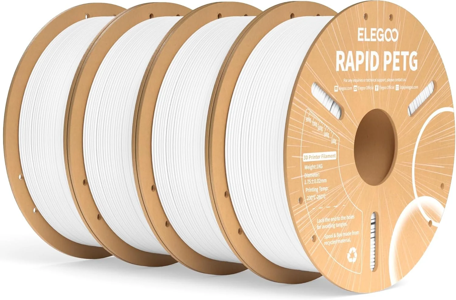 High Speed PETG filament white 1.75 mm 1 kg Gembird