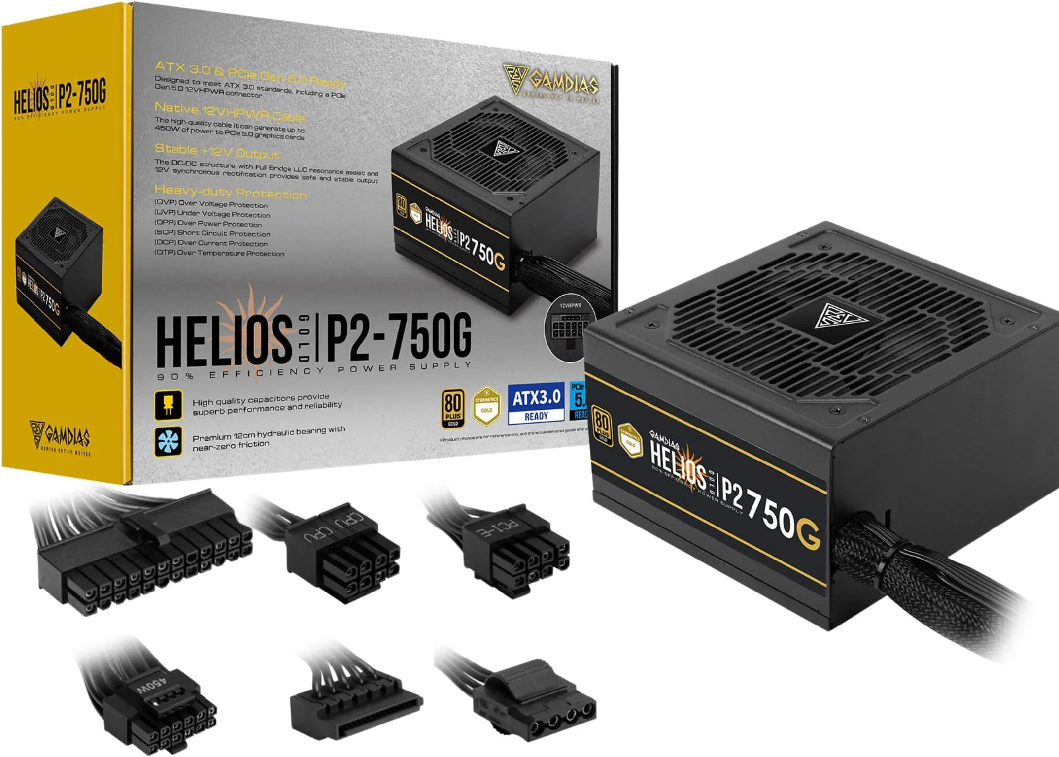GEMBIRD CCC-PSUGOLD-750W power supply FX Modular 750W Gold ATX 3.1 active PFC 12cm fan
