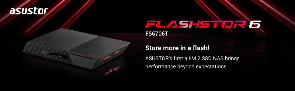 ASUSTOR NAS 6-BAY M.2 FLASHSTOR 6 CELERON N5105 4C 2.0GHZ/4GB/2.5GBE/USB 3Y WTY