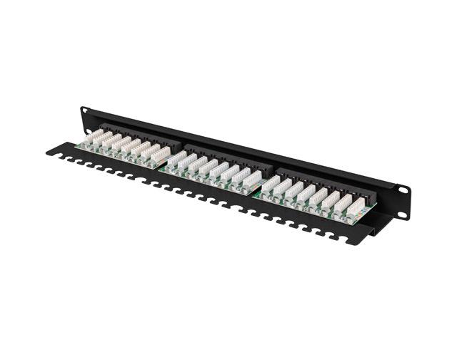 LANBERG Patch panel 24 port 1U 19inch cat.6 UTP with cable organizer black | Altamag.ro