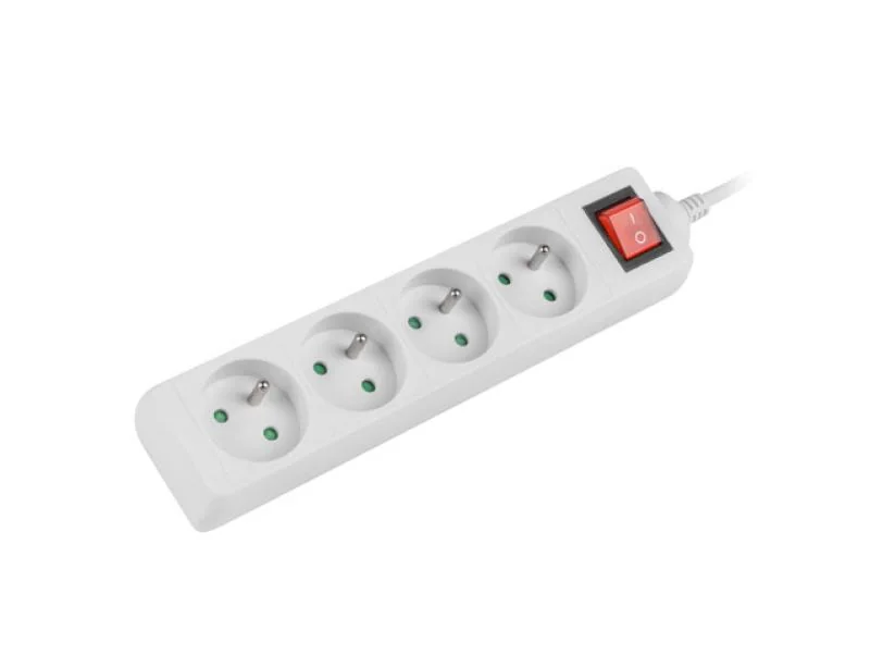 Prelungitor 1.5m, 4 prize , cu intrerupator, cablu din cupru de calitate superioara, alb