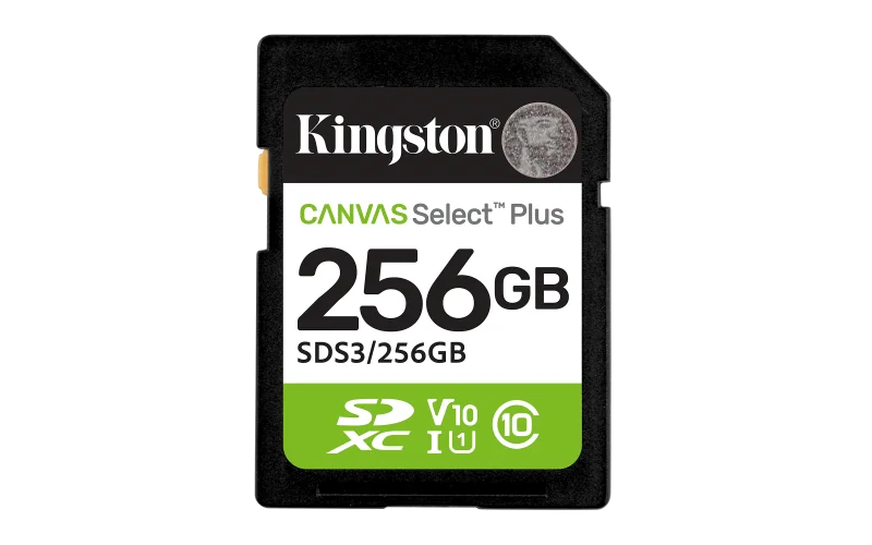 256GB SDXC Canvas Select Plus Gen3 150MB/s C10 UHS-I U1 V10 Kingston
