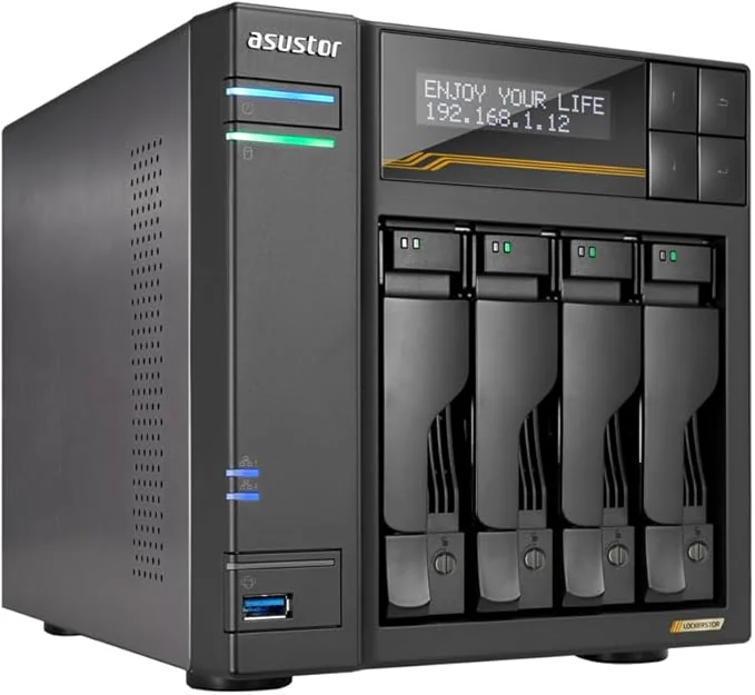 ASUSTOR AS6804T 4 Bay NAS AMD Ryzen Embedded V3C14 16GB ECC RAM DDR5 Dual USB 4 Ports Dual 10GbE Ports Dual 5GbE Ports