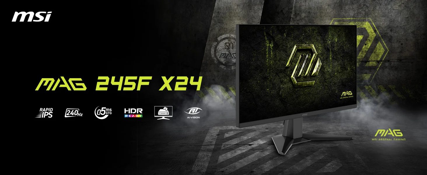MSI MAG 245F X24 24inch Gaming Monitor IPS FHD 240Hz HDMI DP 0.5ms