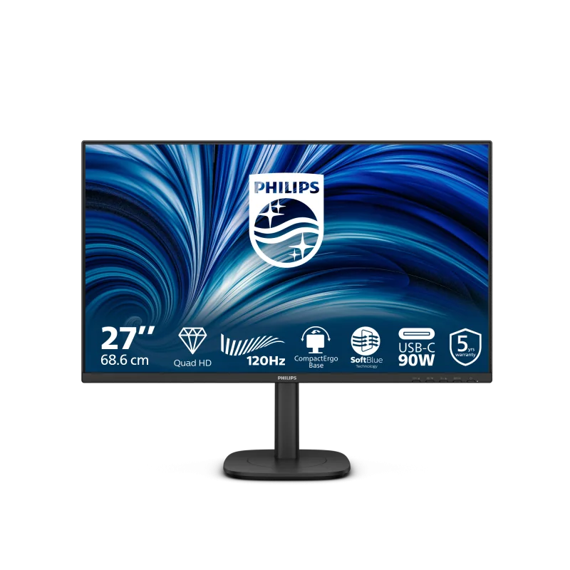 Monitor Philips 27" 27B2U3601/00, Diagonal (inch): 27, Diagonal (cm): 68, Aspect ratio: 16:9, Panel: IPS, Resolution: 2560x1440, Refresh Rate: 120Hz, Response time GtG: 4ms, Brightness (max): 350 cd/m², Contrast (static) : 1500:1, Contrast (dynamic):