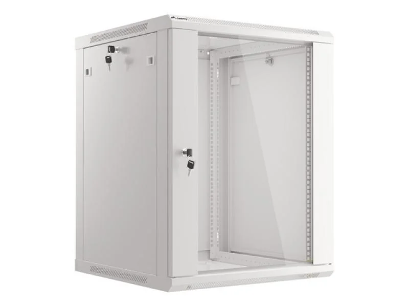 Dulap rack 19" perete 15U / 600x600 (flat pack) cu ușă din sticlă, gri  V2