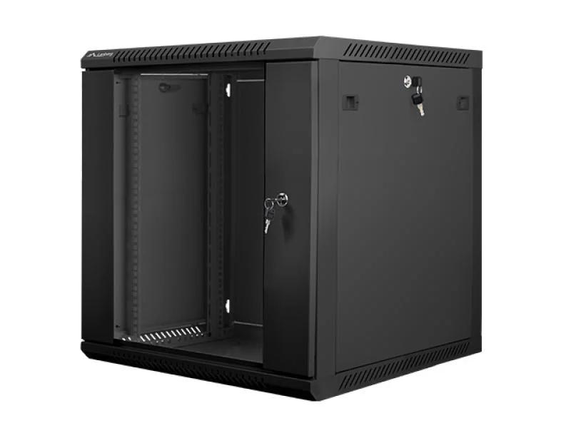 Dulap rack 19" perete 12U / 600x600 (flat pack) cu ușă din sticlă, negru  V2