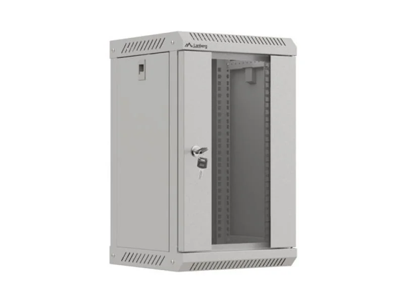 Dulap rack 10" perete 9U / 300x300 (flat pack) cu ușă din sticlă, gri