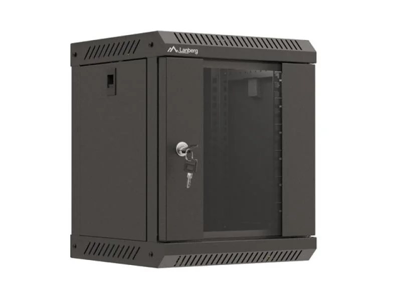 Dulap rack 10" perete 6U / 300x300 (flat pack) cu ușă din sticlă, negru