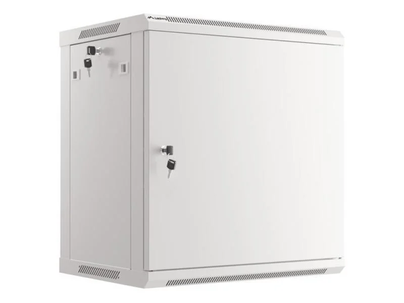 Dulap rack 19" perete 12U / 600x450 pentru auto-asamblare, cu ușă metalică, gri (flat pack) Lanberg