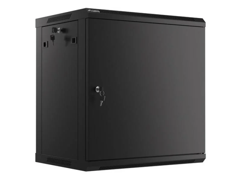 Dulap rack 19" perete 12U / 600x450 pentru auto-asamblare, cu ușă metalică, negru  (flat pack)