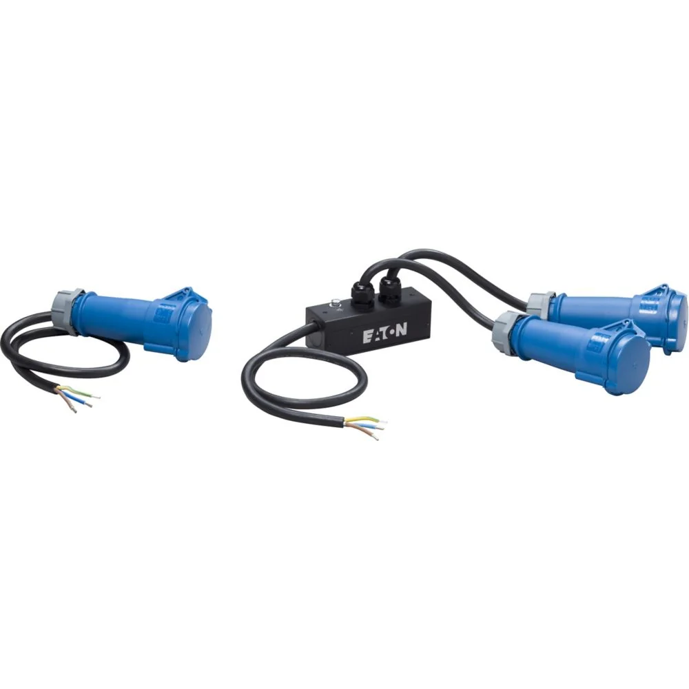 Output cable 32A, hardwired to 2 x 32A