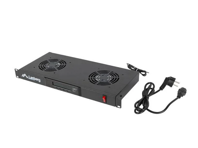 Unitate ventilare / panou ventilație cu LCD, 2 ventilatoare + termostat, 230V, negru