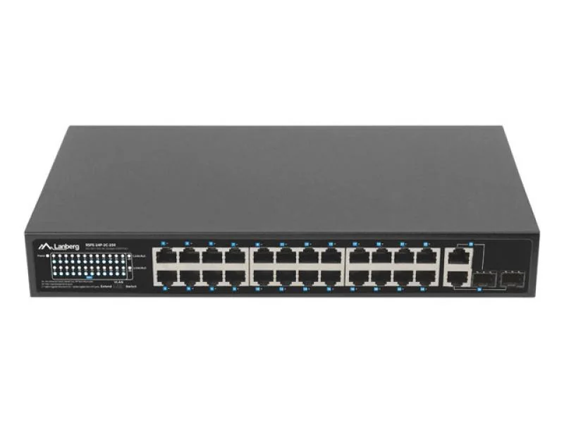 Switch  24x 100 Mb PoE+ / 2x combo, rack 19", Gigabit Ethernet, 250W